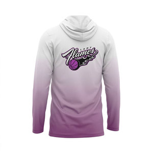Sudadera con capucha personalizada para baloncesto – Camiseta de entrenamiento de manga larga con efecto ombré en blanco y morado - Product Image 4