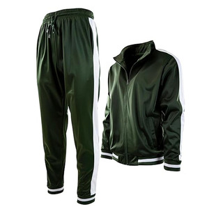 Survêtement unisexe vert foncé à manches longues, couleur unie, décontracté, pour l'automne, fermeture éclair, poches latérales, coupe régulière, poids moyen - Product Image 1