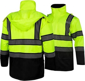 Vestes à capuche personnalisées réfléchissantes fluorescentes thermiques haute visibilité chauffantes imperméables doublées de polaire Classe 3 pour travailleurs - Product Image 6