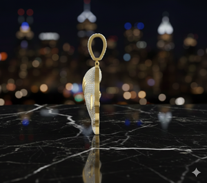 Custom Iced Out Great White Shark <b>Pendant</b> Handcrafted in 10k Yellow <b>Gold</b> Featuring Full Micro Pave Set Diamonds with High Polish - Product Image 4