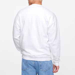 Sweat-shirt à col rond blanc pour homme avec logo personnalisé, coupe classique, impression de logo sur le devant, vêtement décontracté pour l'automne, 100% coton tricoté - Product Image 2