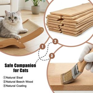 Lit-griffoir extra-large pour chat avec tapis à griffer en sisal naturel, hamac-lit en bois pour chat d'intérieur, griffoir durable - Product Image 3