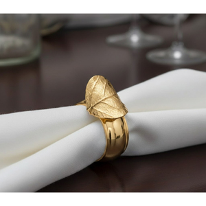 Anneaux de serviette en métal doré, motif floral ajouré, avec strass, pour mariage, banquet, hôtel, table - Product Image 3