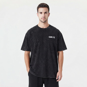 T-shirts personnalisés délavés à l'acide, coupe oversize à épaules tombantes, en coton à manches courtes pour l'été - Product Image 5