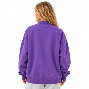 Sudadera Morada Personalizada para Mujer, Cuello Alto, Oversize, de Felpa, Bordada con Chenilla, Ajuste Holgado, OEM ODM, con Letras Griegas - Product Image 3