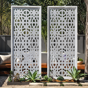 white metal geometric privacy <b>screen</b> decorative outdoor garden panel patio <b>partition</b> balcony divider frame laser cut <b>screen</b> - Product Image 6