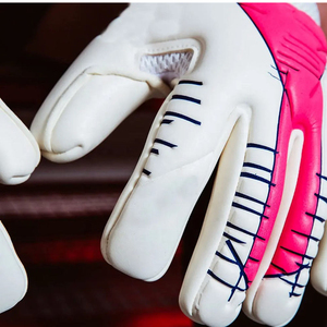 Gants de gardien de but de football blancs et roses en PU, à doigts entiers, antidérapants, respirants, avec sangle de poignet réglable, unisexe - Product Image 2