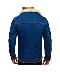 <b>Men's</b> 100% Cotton Sherpa <b>Jacket</b> <b>Shearling</b> Collar Thick Warm Winter Outerwear Casual Trucker Coat Wholesale Manufacturer Supplier - Product Image 3