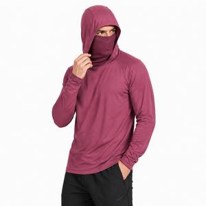 Haut de sport à manches longues à séchage rapide pour homme avec capuche intégrée pour la course, la gym, l'entraînement et la randonnée - Product Image 2