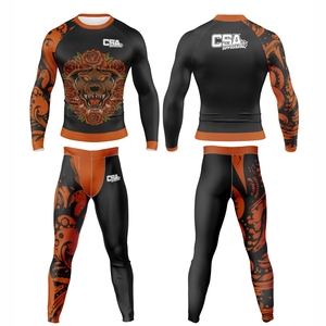 Conjunto de Rashguard Transpirable para MMA con Impresión Digital por Transferencia de Calor, Diseño Masculino, Impresión por Sublimación, Manga Larga, Ropa de Compresión - Product Image 1