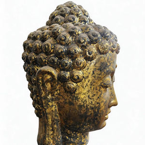 Figura Decorativa de Buda en Resina de Cemento GRC, Hecha a Mano en Indonesia, para Interiores y Exteriores, Estilo Antiguo Dorado, 100% Hecho en Indonesia, en Oferta - Product Image 1