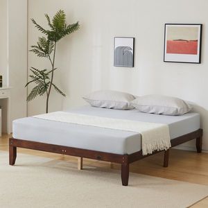 Japanese Style Solid Wood <b>Bed</b> <b>Frame</b> Queen King Sizes Available Painted Pine Wood Beech Material <b>Platform</b> 189*136*30.5cm Single - Product Image 2