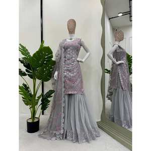 Thread and Sequence Work Top-Bottom Set para fiestas de noche Vestido de aspecto elegante - Product Image 4