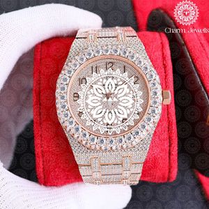 Montre Tonneau pour Homme en Acier Inoxydable ICED OUT 42mm, Lunette Diamantée, Verre Saphir, Quartz Analogique, Luxe Tendance, Fermoir Pliant - Product Image 3