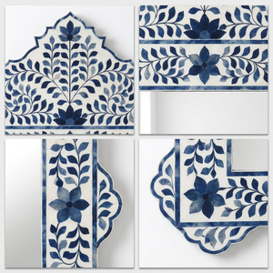 Miroir mural artisanal en gros, personnalisé OEM ODM, incrustation de résine MOP, miroir suspendu en forme d'arche florale DECORYUG - Product Image 3