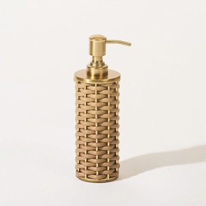 Distributeur de savon mural moderne en métal, pompe à savon liquide ronde en acier inoxydable, ensemble de salle de bain, finition noir, or, chrome - Product Image 5