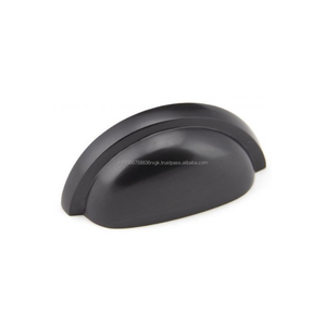 Iron Modern Style Adjustable Cup Pull <b>Handle</b> <b>Black</b> Finish Cabinet <b>Drawer</b> Wardrobe Dresser Sliding Door Hardware - Product Image 1