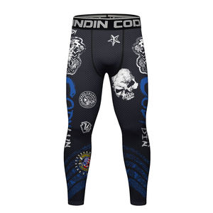 Custom Men's Full Sleeve Rash Guard Black Blue <b>Skull</b> Print Spandex Polyester Quick Dry Seamless Fusing Kit UPF50+ Breathable - Product Image 4