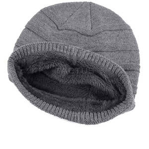 Gorro de Punto Acrílico 100% Jacquard Gris, Gorro de Invierno Holgado, Ajustable, Unisex, Casual, para Exteriores - Product Image 4