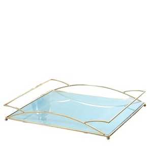 Luxury <b>Round</b> <b>White</b> Marble Pattern Serving Tray Gold Metal Rail Handles Modern Vanity Jewelry Cosmetic Organizer Coffee Platter - Product Image 6