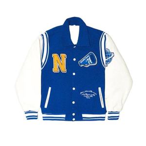 Custom Unisex Vintage Varsity Bomber <b>Jacket</b> High Quality Wool Body Leather Sleeves Letterman Baseball <b>Jacket</b> with Embroidery Pat - Product Image 2