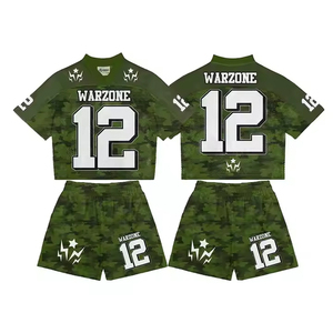 Ensemble personnalisé pour homme, été, deux pièces, chemise à col en V et short à cordon de serrage, léger, 100% polyester, séchage rapide, maillot de football américain - Product Image 4