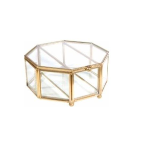 Octagon Mirror <b>Glass</b> Jewelry <b>Boxes</b> for Home Office Wedding Decoration Elegant and Stylish - Product Image 2