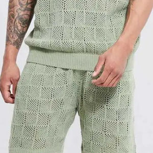 Ensemble deux pièces décontracté homme en tissu polyester uni, t-shirt à manches courtes et short, collection été, personnalisable, vente en gros - Product Image 5