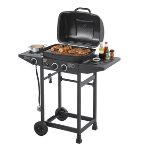 2-Burner Propane Gas Grill with 24000 BTU Output Stainless Steel <b>BBQ</b> Grill Featuring Side Burner Enameled Grates Side <b>Table</b> - Product Image 4