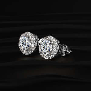 1 Carat Round Moissanite Solitaire Drop Hoop <b>Earrings</b> 2 TCW Colorless VVS 14K Gold Dangle <b>Back</b> Handmade Bridal Wedding jewelry - Product Image 2