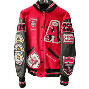 Chaqueta Varsity Premium OEM con Cuerpo de Lana y Mangas de Cuero Vacuno Auténtico, Parches de Diseño Personalizado, Bordado Lettermen - Product Image 1