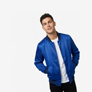 Blousons universitaires de baseball pour hommes – Blouson bomber personnalisé en satin sur le devant – Vêtement d'hiver streetwear haut de gamme – Blouson universitaire pour fans de sport – Toile décontractée - Product Image 3