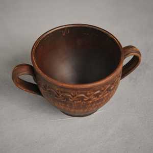 Handmade Terracotta <b>Tea</b> Cup and Saucer <b>Set</b> Vintage Embossed Ceramic Drinkware for Home Office <b>Party</b> - Product Image 2