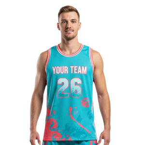 Ensemble short et maillot de basket pour homme, sans manches, imprimé abstrait tourbillonnant, bordure contrastante, personnalisable avec nom et numéro d'équipe, kits de club - Product Image 4