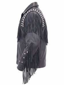 Chaqueta de Cuero Vaquero con Flecos Estilo Western para Hombre, Personalizable, para Invierno y Festivales, Estilo Hip Hop Urbano - Product Image 3
