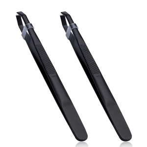 Pinzas de Cejas Ryzer Studio de Acero Inoxidable de Precisión, Punta Curva, Duraderas, Diseño Moderno y Lujoso, Color Negro - Product Image 1