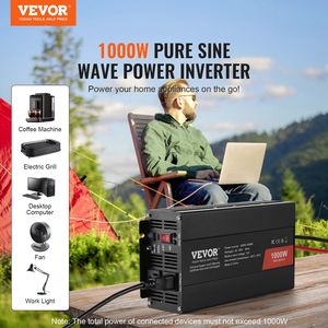 1000 Watt DC 12V AC 120V Power Inverter pura onda sinusoidale telecomando 2 prese AC 1 USB 1 tipo-C porta CE FCC certificata per - Product Image 2