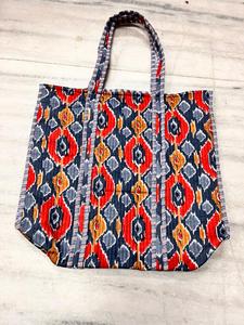 Sac à bandoulière tendance, sac fourre-tout en coton imprimé à la main, sac fourre-tout de luxe pour femmes en cuir véritable, impression et logo personnalisés - Product Image 2