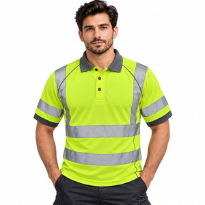 Camiseta Polo Reflectante de Alta Visibilidad Unisex, Manga Corta, Amarillo Fluorescente, Ropa de Trabajo de Seguridad - Product Image 5
