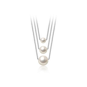 Collar de Plata de Ley S925 para Mujer, Diseño Simple de Alta Gama con Cuentas Dobles Redondas y Perlas de Agua Dulce de Gran Brillo - Product Image 5