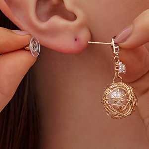 Pendientes de bola de perlas de malla dorada antideslustre de PRAO - Product Image 3