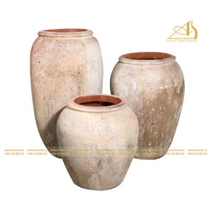 Pot de fleurs moderne Atlantis AN902H87 en céramique bleue et blanche Kaoli pour jardin et maison avec design galvanisé - Product Image 1