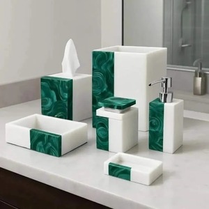 Juego de Accesorios de Baño de Resina Hechos a Mano con Efecto Resina, Juego de Regalo de Accesorios de Baño a Bajo Precio en India - Product Image 5