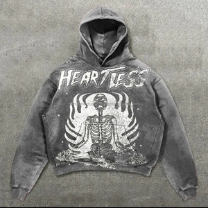 Sudadera con Capucha Topshow Streetwear, de Algodón French Terry, Lavado Ácido, Estilo Vintage, con Logotipo Personalizado, Talla Grande, Lavado a la Piedra, Efecto Desgastado por el Sol - Product Image 5