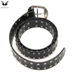 Ceinture en cuir noir cloutée pour femme, style tendance, ceinture haute taille avec boucle argentée, accessoire de mode le plus vendu - Product Image 3
