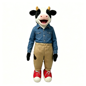Disfraz de peluche de vaca blanca y negra con cuernos, apto para niños, para niños de 2 a 4 años. - Product Image 1