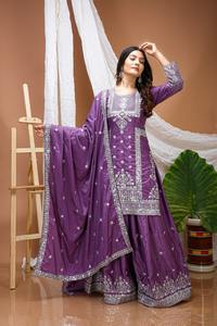 Ensemble Salwar en Soie Crêpe Indienne et Pakistanaise Tendance, Noir, Nouvelle Collection Exclusive pour Femmes, Idéal pour les Fêtes, les Mariages et les Tenues Décontractées - Product Image 6