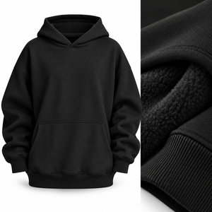 <b>Women</b> Black Oversized Hoodie Unisex <b>Fleece</b> Pullover Sweatshirt with Kangaroo Pocket Casual Hooded <b>Top</b> - Product Image 5