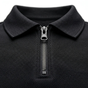 Men's Black Short Sleeve for Shirt Zipper Front Terry <b>Knitted</b> Cotton <b>Bamboo</b> Fiber Breathable Formal Solid Color Regular Fit - Product Image 4