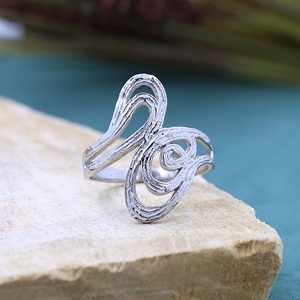 Fashion Sterling Silver Abstract Swirl Statement <b>Ring</b> for Women handmade Openwork Textured <b>Cocktail</b> <b>Ring</b> - Product Image 6